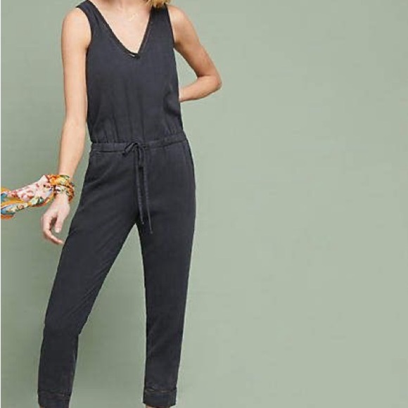 Anthro charcoal tapered jumpsuit - Picture 1 of 3